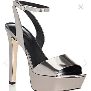 HALSTON HERITAGE LEATHER PLATFORM SANDALS